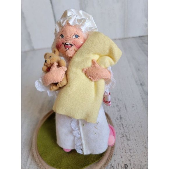 Annalee 1994 child blanket Grandma pajamas teddy bear doll xmas figure - Picture 3 of 8